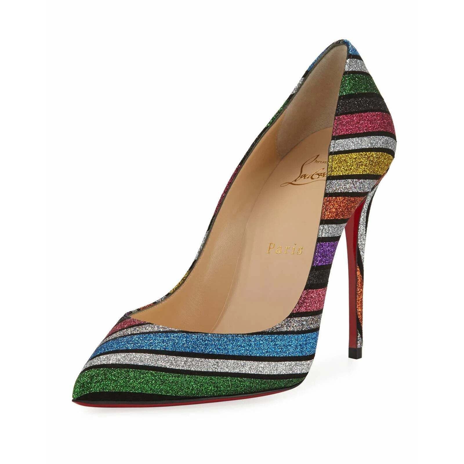 Christian Louboutin Christian Louboutin Pigalle Follies Stripy Glitter Stripe Size US 7 / IT 37 - 3 Thumbnail