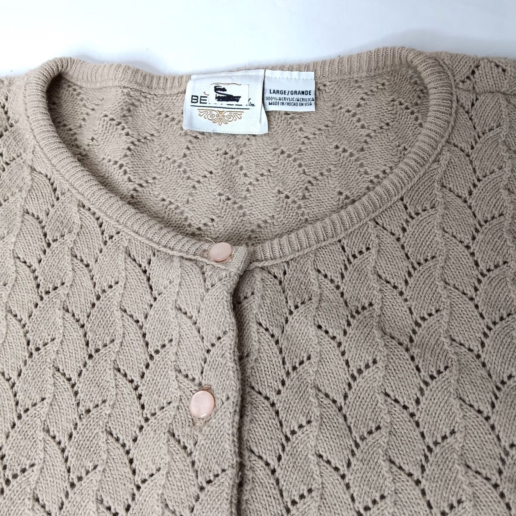 Vintage VINTAGE Bentley Cardigan Sweater Women L Beige Knit Round Neck Long Sleeve Regular Machine Washable Size L / US 10 / IT 46 - 7 Thumbnail