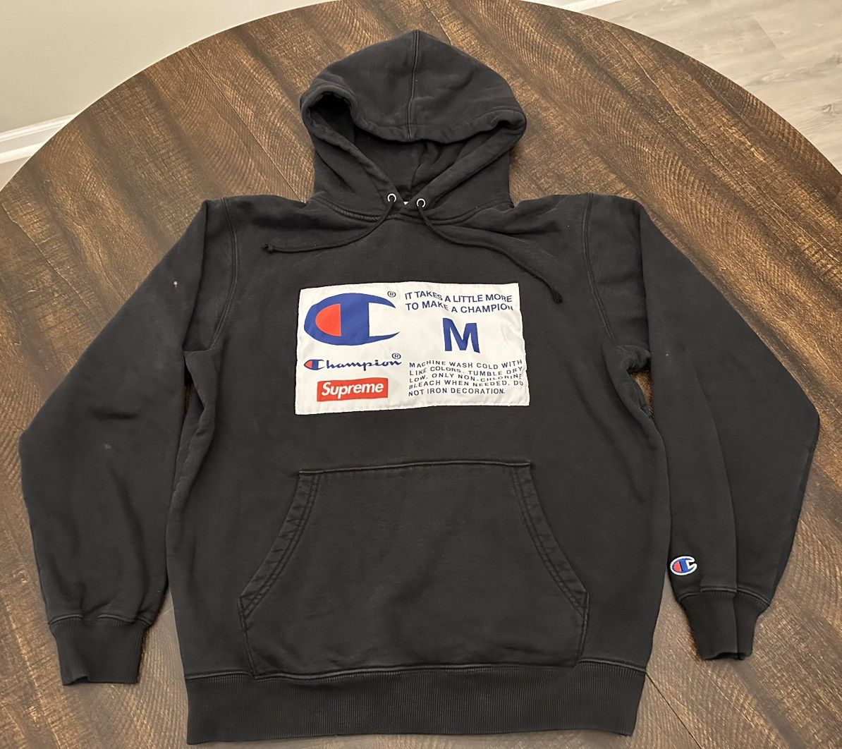 Champion × Supreme Supreme x Champion Label Black Hooded Sweatshirt Size Medium Size US M / EU 48-50 / 2 - 1 Thumbnail