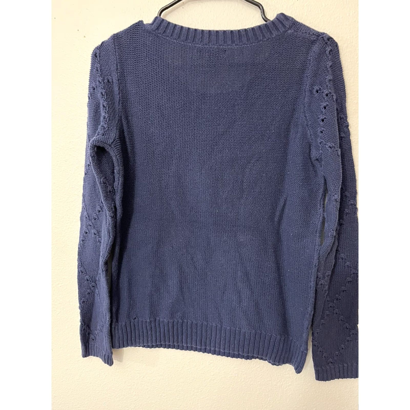 Gap GAP Women's Pullover Sweater Crew Neck Waffle Knit Medium Navy Blue Solid Kangaroo Pocket Regular Fit Size M Size M / US 6-8 / IT 42-44 - 2 Thumbnail