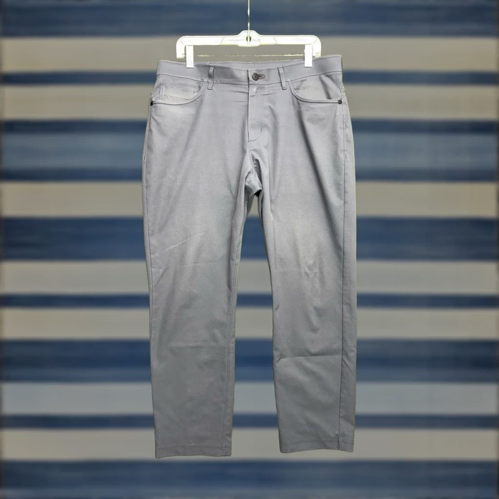 Vintage Public Rec Dealmaker Pants Slim 33x28 Gray Polyester Chino Men Straight Front 5-Pocket Flat Front Slimming Breathing Lightweight Size US 33 - 1 Thumbnail