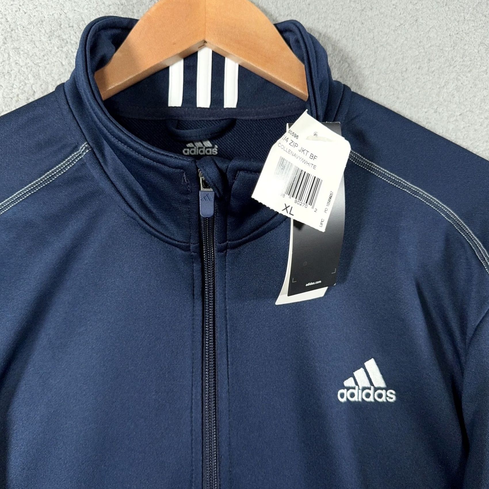 Adidas Adidas Pullover Jacket Mens XL Navy Blue 1/4 Zip Track Windbreaker Lightweight Athletic Size US XL / EU 56 / 4 - 4 Thumbnail