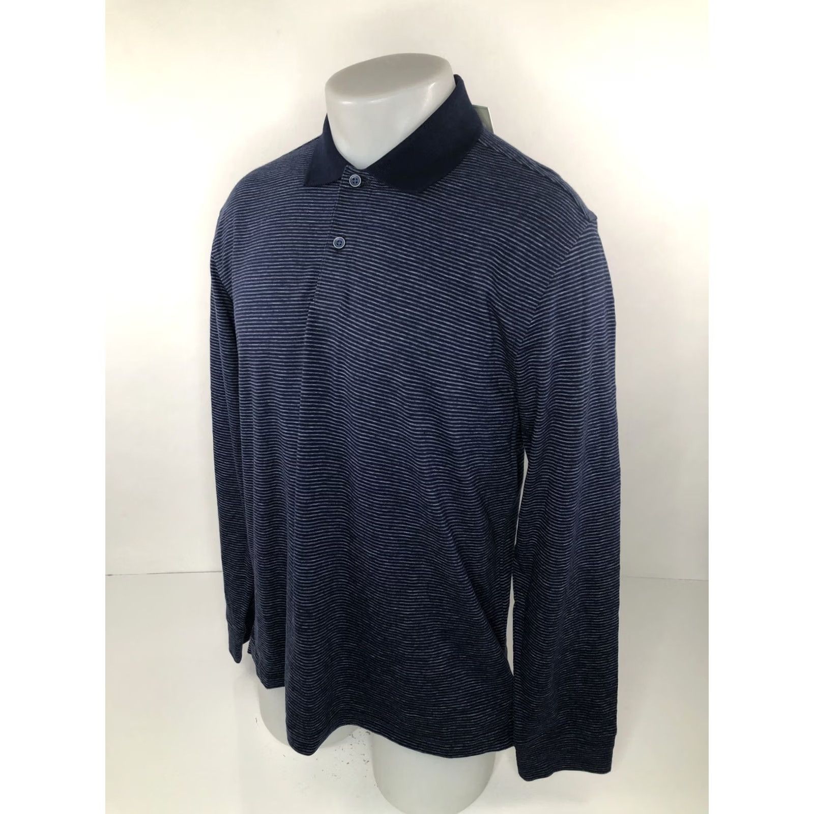 UNTUCKit UNTUCKit Polo Shirt Striped Long Sleeve Md. Navy Blue / Gray Men Shirt Tag New with Tags Size US M / EU 48-50 / 2 - 3 Thumbnail