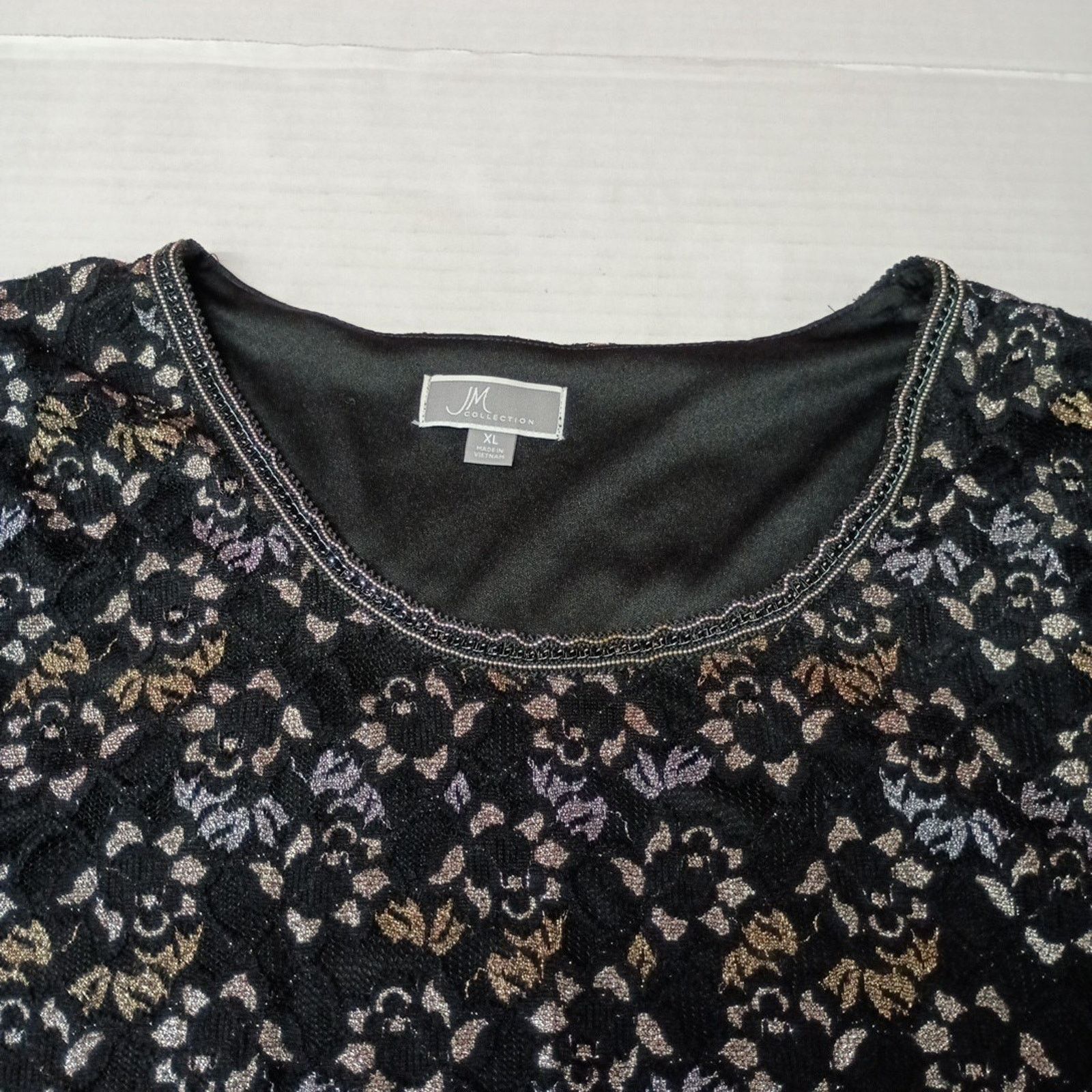 Other JM Collection Woman's Rosette Top Size XL Sequin Lined Lace Size XL / US 12-14 / IT 48-50 - 3 Thumbnail