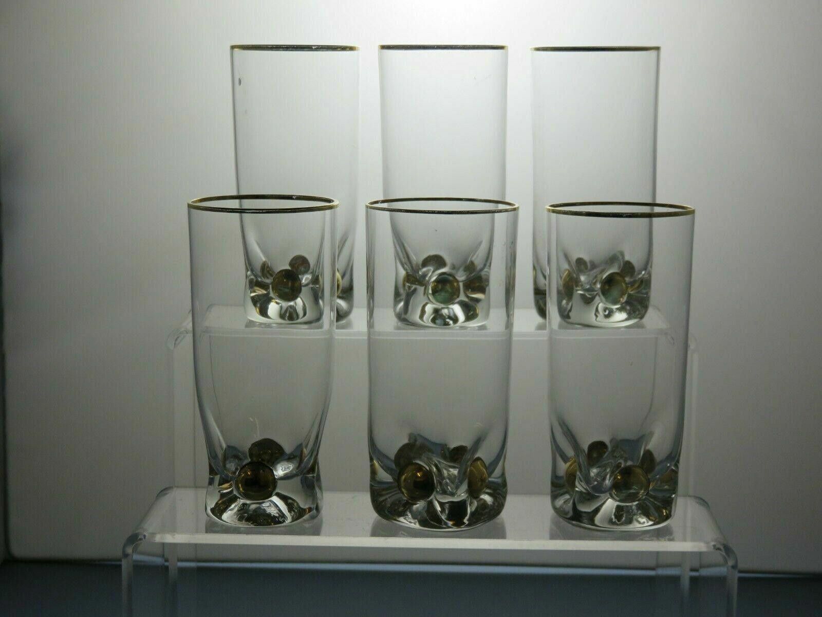 The Unbranded Brand Crystal Tumblers Set Of 6 Gold Plated Rim & Bottom 4 2/3" Size ONE SIZE - 3 Thumbnail