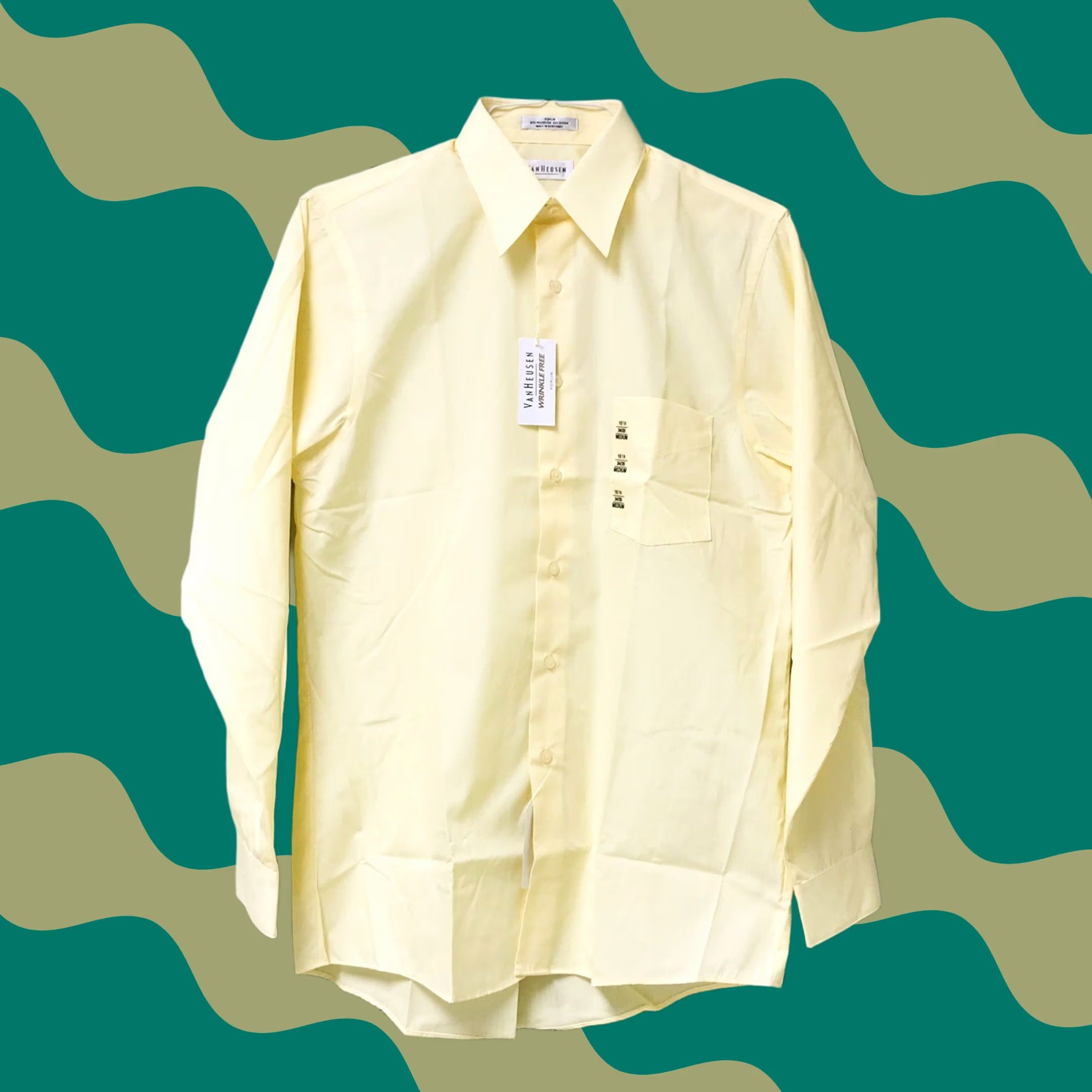 Van Heusen VAN HEUSEN Shirt Button-Up Long Sleeve Wrinkle Resistant Cream M 15 1/2 34/35 Men Pocket Casual Dress Workwear Size US M / EU 48-50 / 2 - 1 Thumbnail