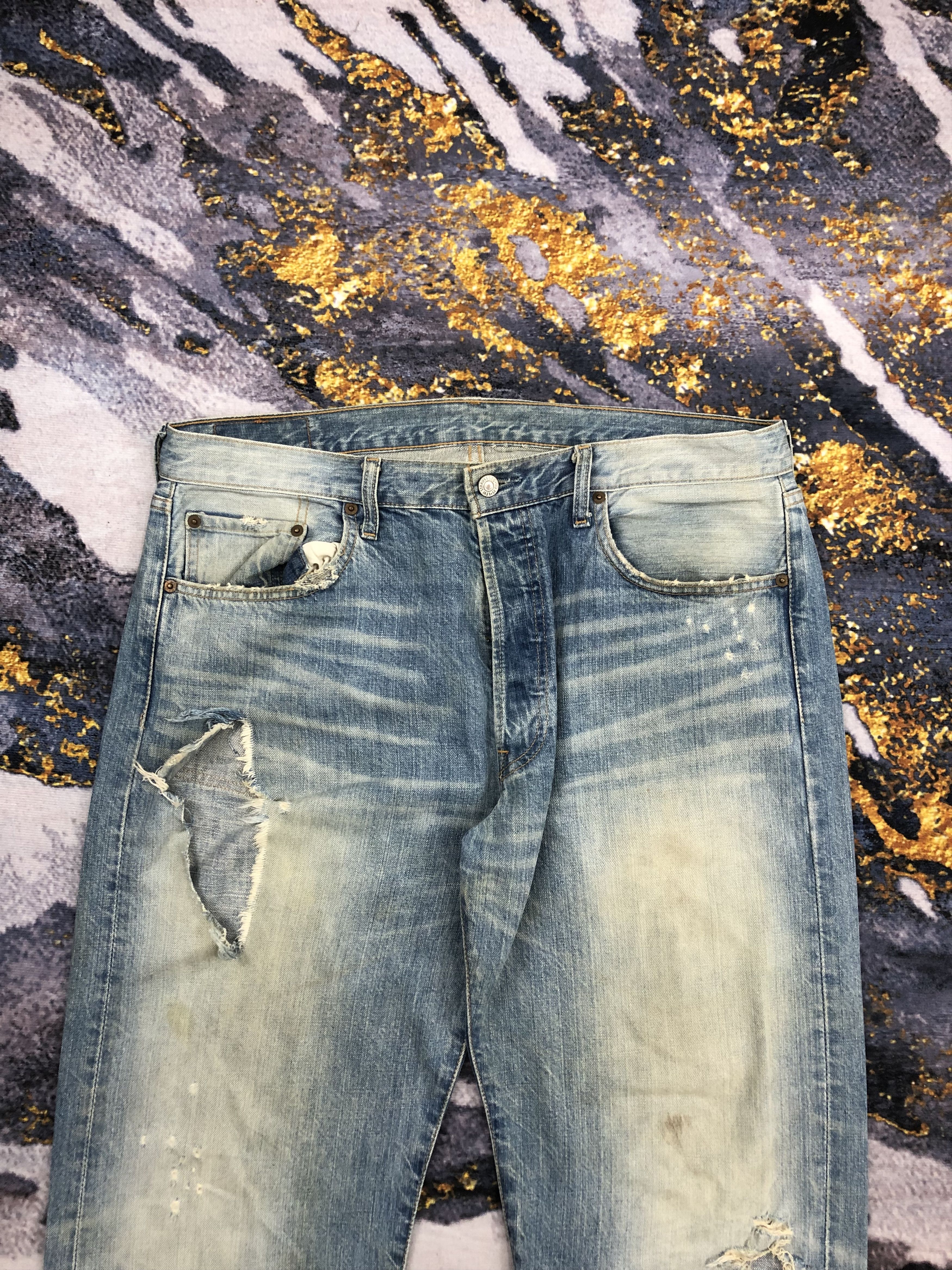Levi's Vintage Levis 501 Distressed Faded Blue Jeans DPP0071 Size US 38 / EU 54 - 2 Thumbnail