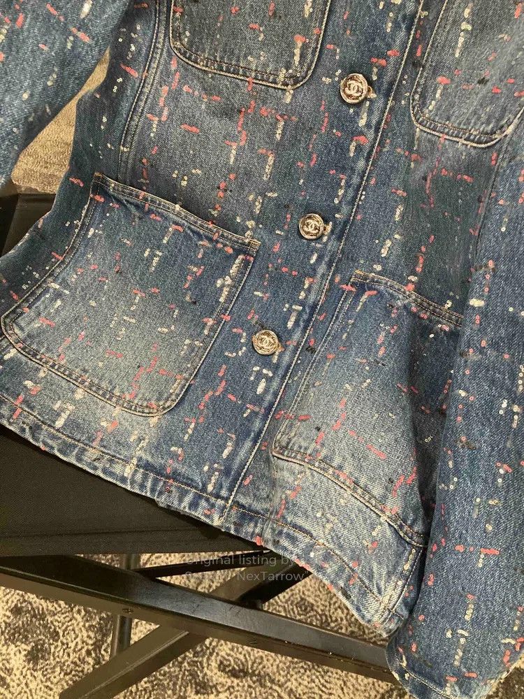 Chanel Chanel 23 Chanel denim sequined four-pocket jacket Size XS / US 0-2 / IT 36-38 - 3 Thumbnail