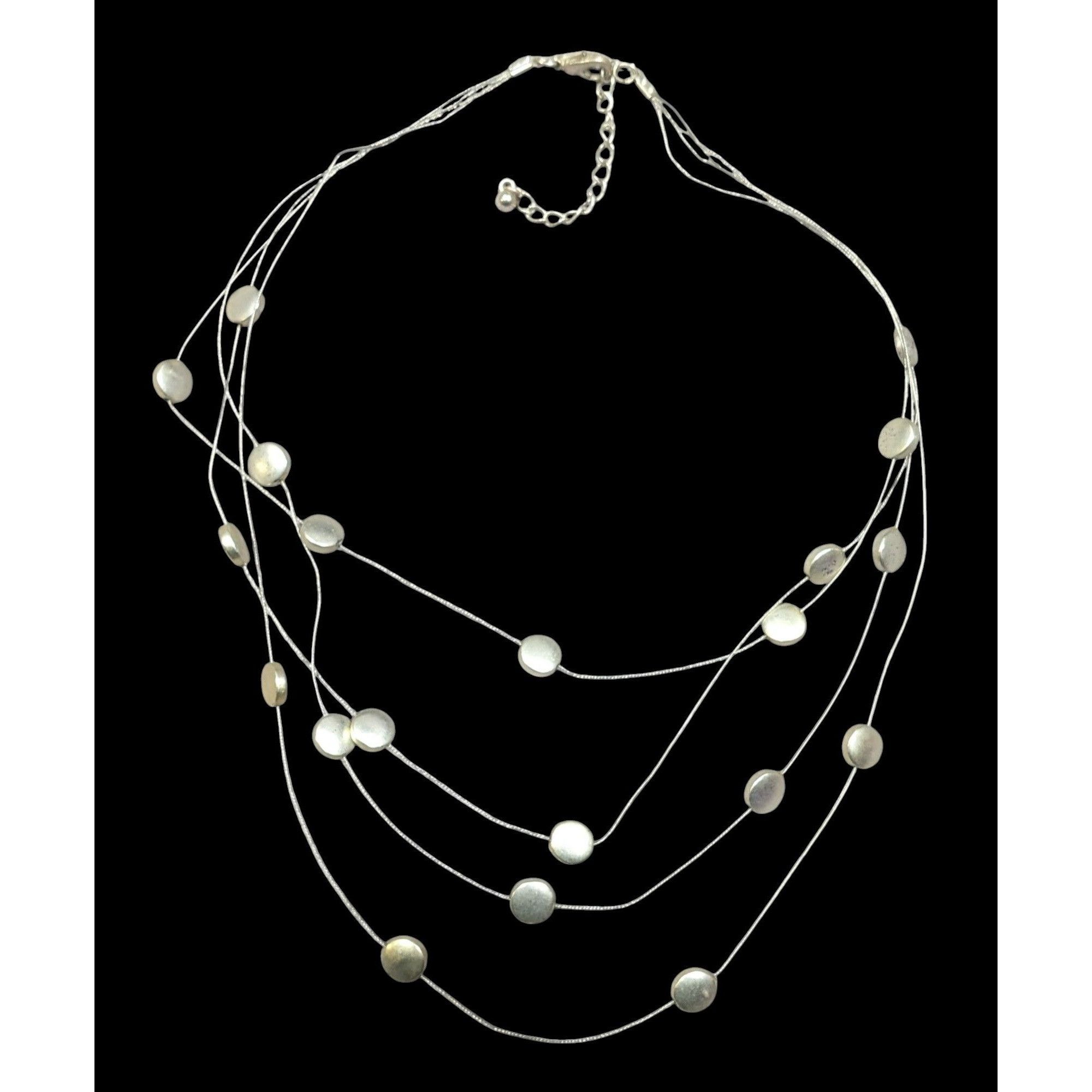 Other Metallic Disc Silver Tone Floating Multilayer Necklace Size ONE SIZE - 1 Thumbnail