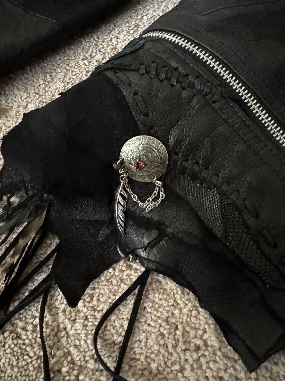 14th Addiction CUSTOM Cross Zipper Distressed Leather Jacket Size US M / EU 48-50 / 2 - 9 Thumbnail