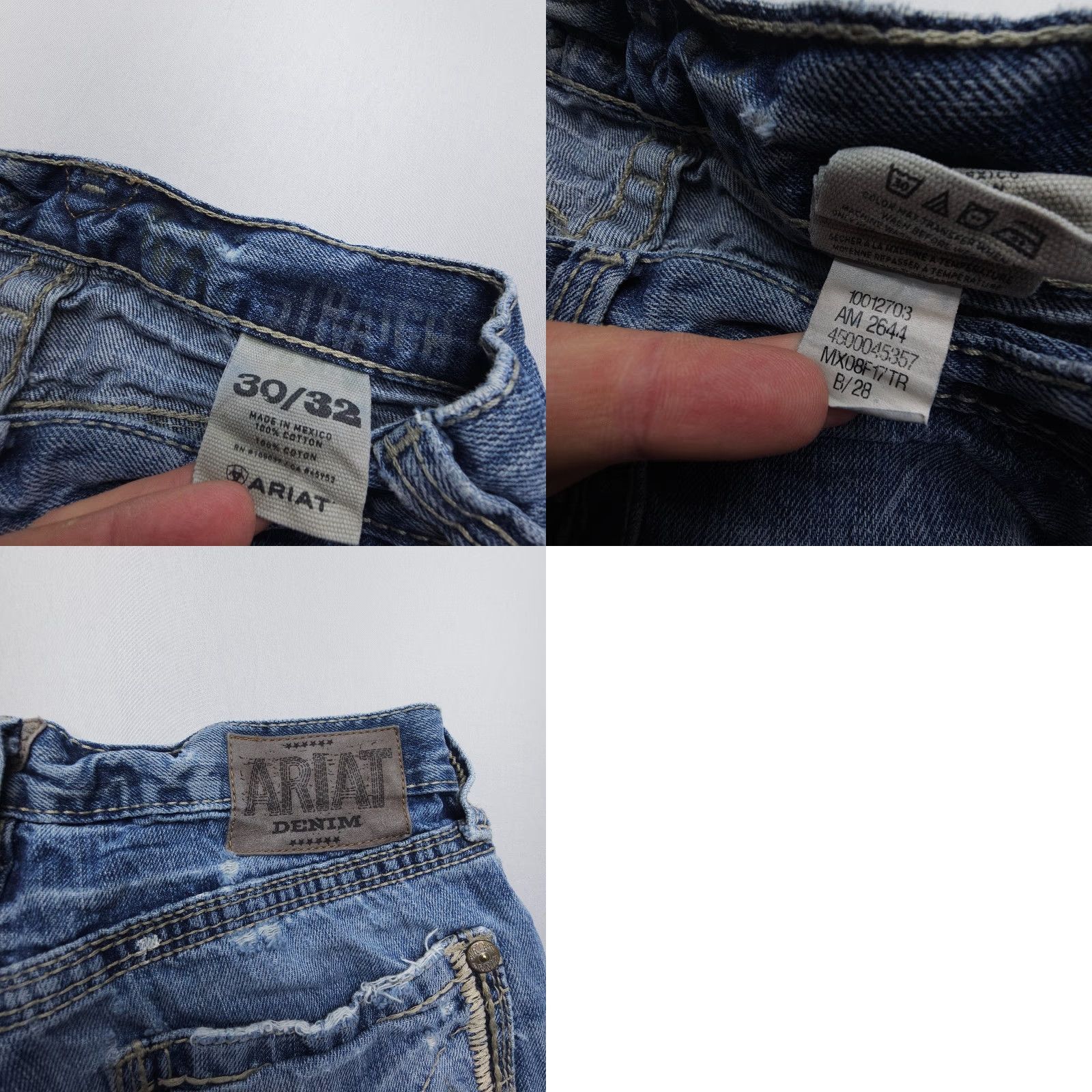 Ariat Ariat Jeans M5 Straight Mens 30 x 32 Blue Distressed 5-Pocket Denim Western Regular Rise Mid Inseam 30 30 in Adult Mens Size US 30 / EU 46 - 8 Thumbnail