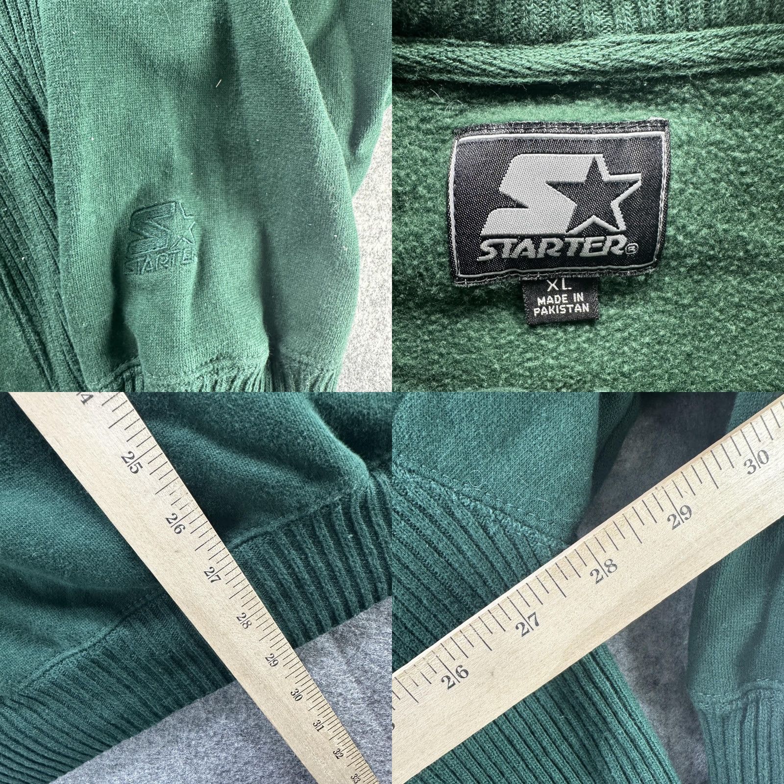 Starter VINTAGE Starter Sweatshirt Mens XL Green Quarter Zip Pirateball 98 Logo 90s Size US XL / EU 56 / 4 - 8 Thumbnail