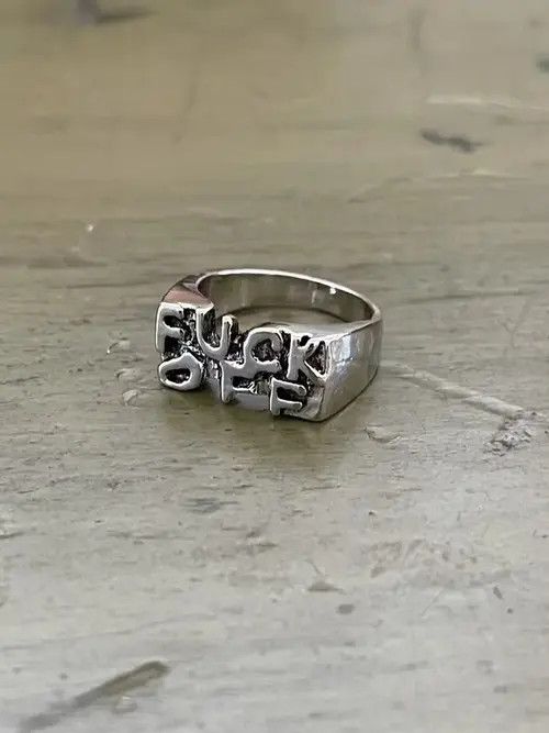 Vintage “Fuck Off” Punk Ring Size ONE SIZE - 3 Thumbnail