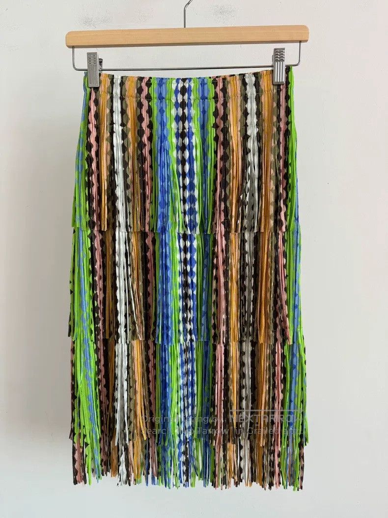 Issey Miyake Issey Miyake Green Tassel Midi Skirt Size 25" / US 0 / IT 36 - 1 Thumbnail