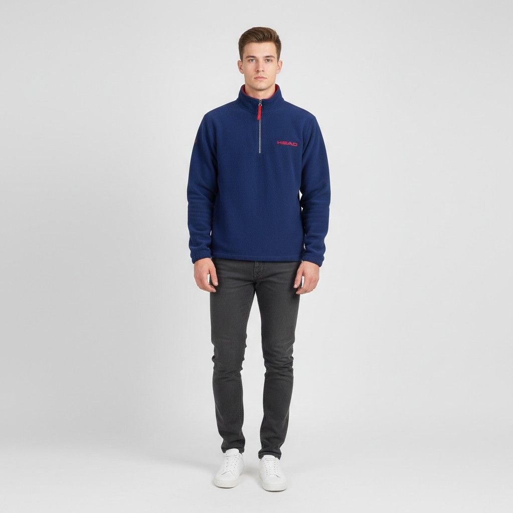 Vintage Head Men S Fleece Zip Neck Navy Vintage 0902 Size US S / EU 44-46 / 1 - 1 Thumbnail