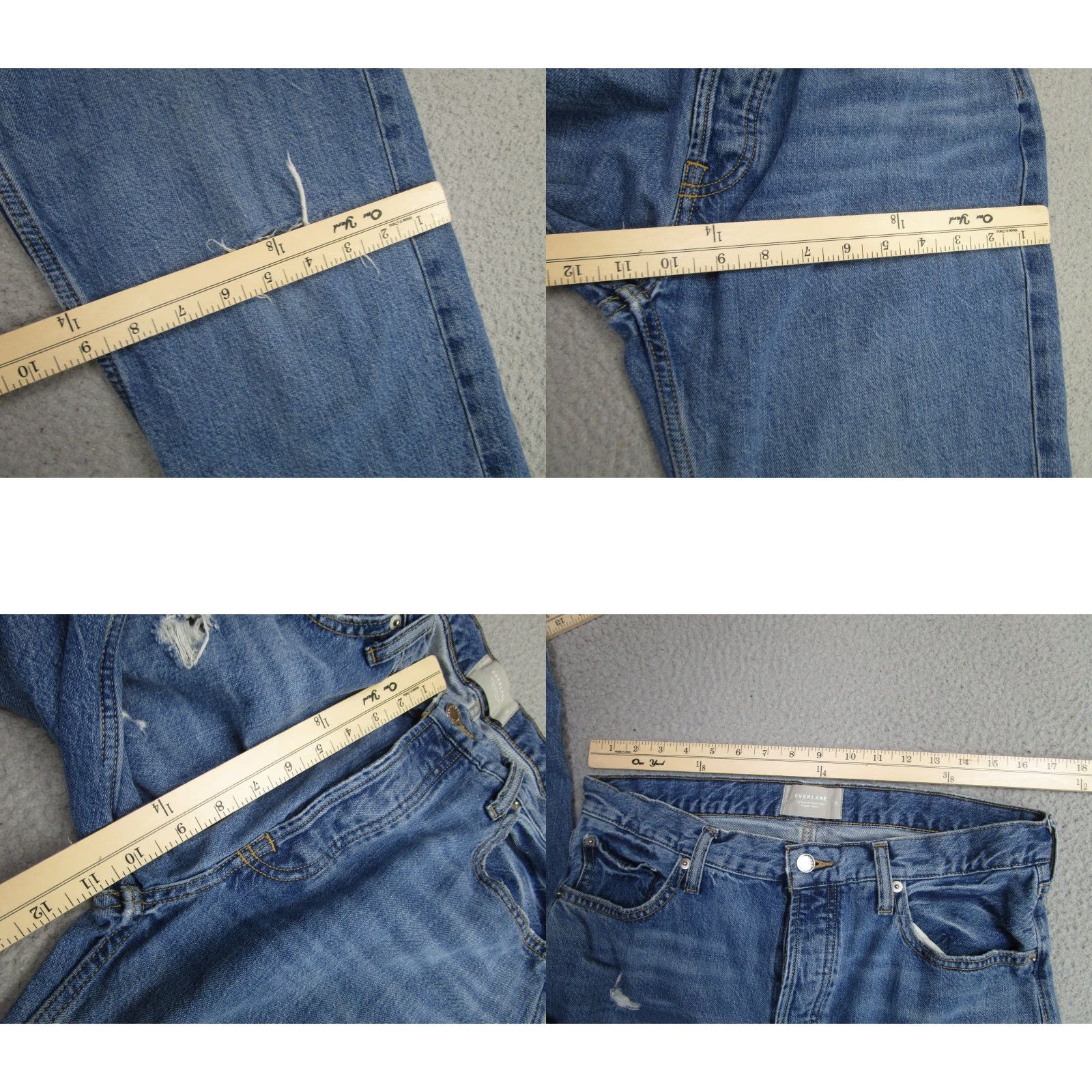 Everlane Everlane Jeans Womens 28 Blue The Summer Slouch High Rise Straight Distressed Size 28" / US 6 / IT 42 - 8 Thumbnail