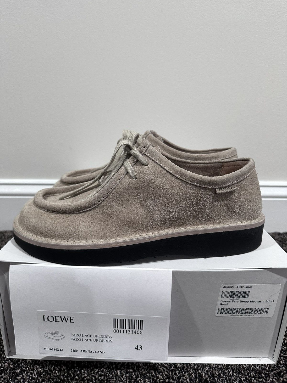 Loewe Loewe Faro Derby Moccasin Sand Suede Shoes Size US 10 / EU 43 - 4 Thumbnail