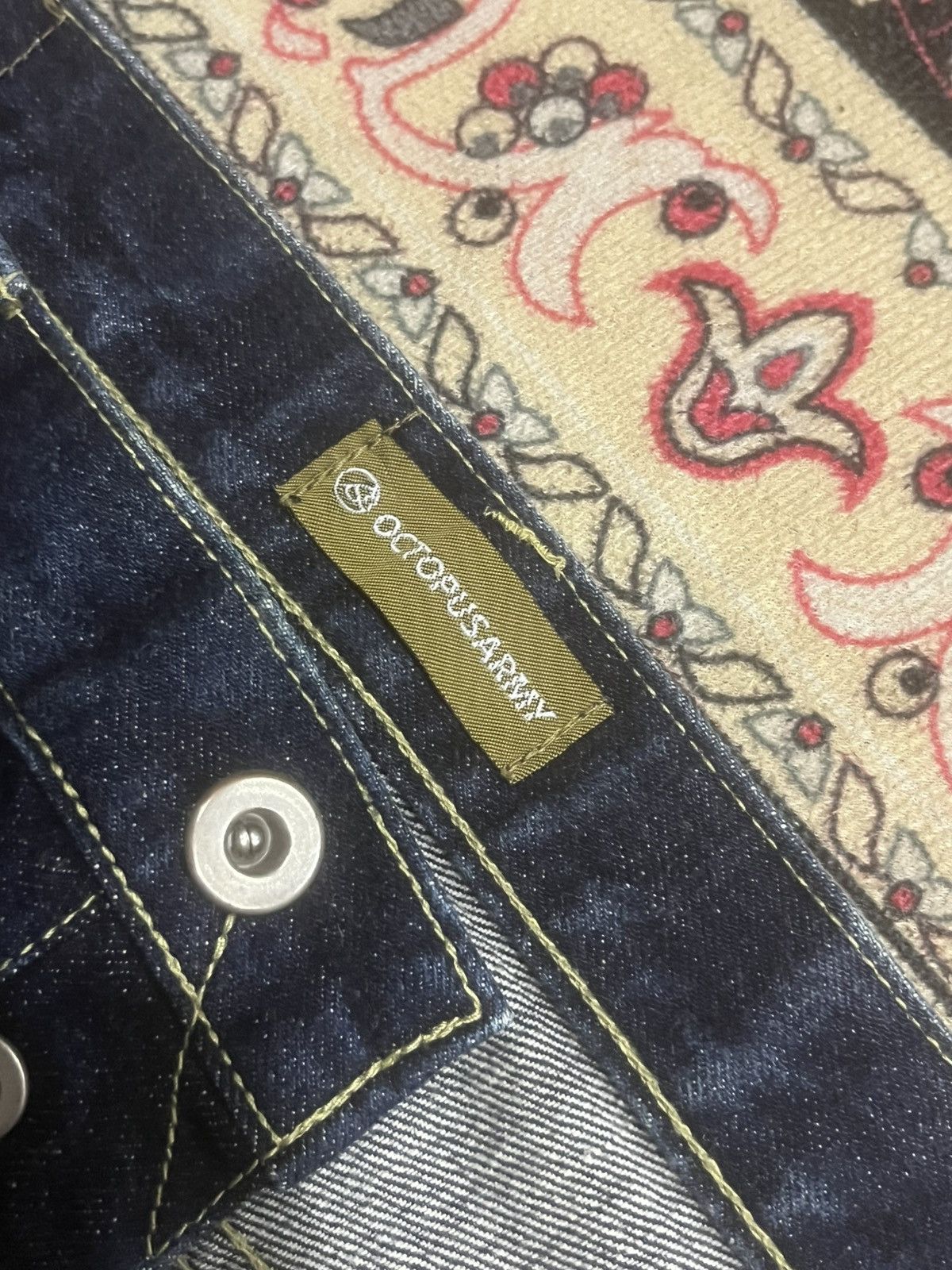 Vintage Vintage Octopus Army Indigo Wash Straight Leg Selvedge Jeans Size US 34 / EU 50 - 7 Thumbnail