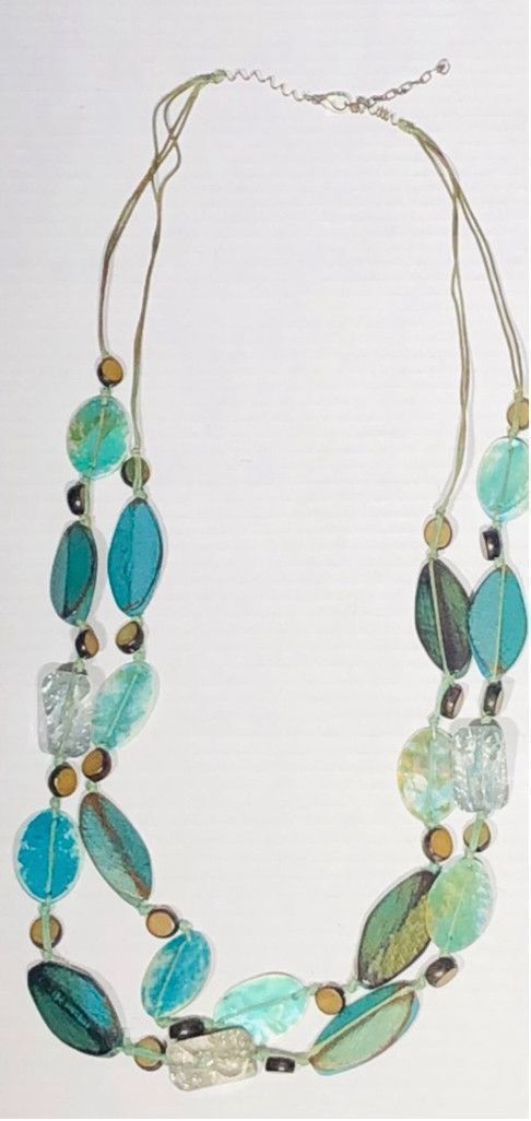 Vintage Vintage Wooden Necklace Bracelet Earrings Set Turquoise Blue Size ONE SIZE - 4 Thumbnail