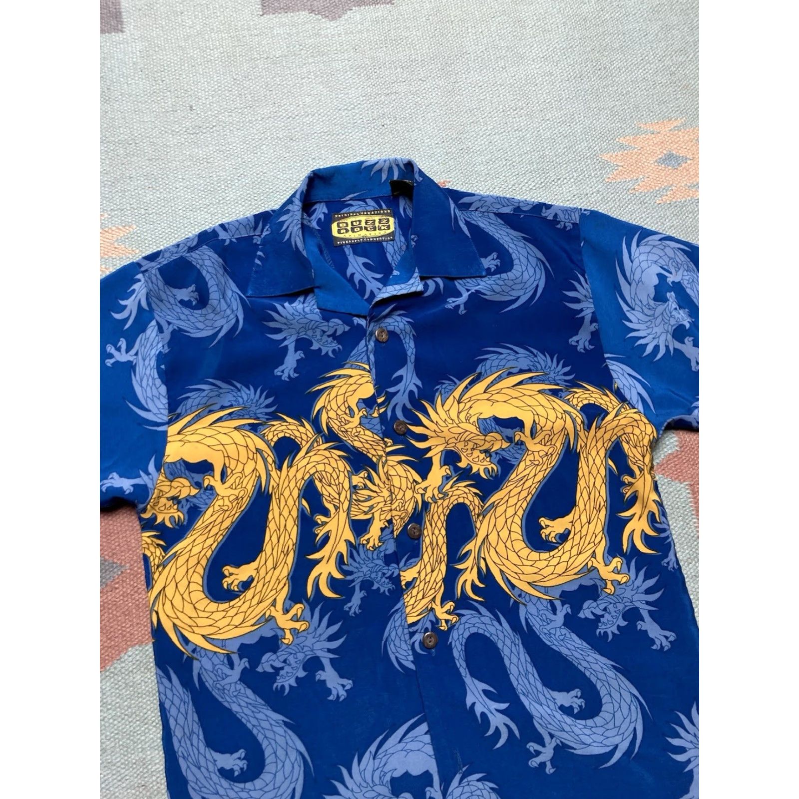 Vintage VINTAGE Button-Up Shirt dragon all over print JNCO tribal ricky adult Small Blue Mens Short Sleeve M Size US S / EU 44-46 / 1 - 2 Thumbnail
