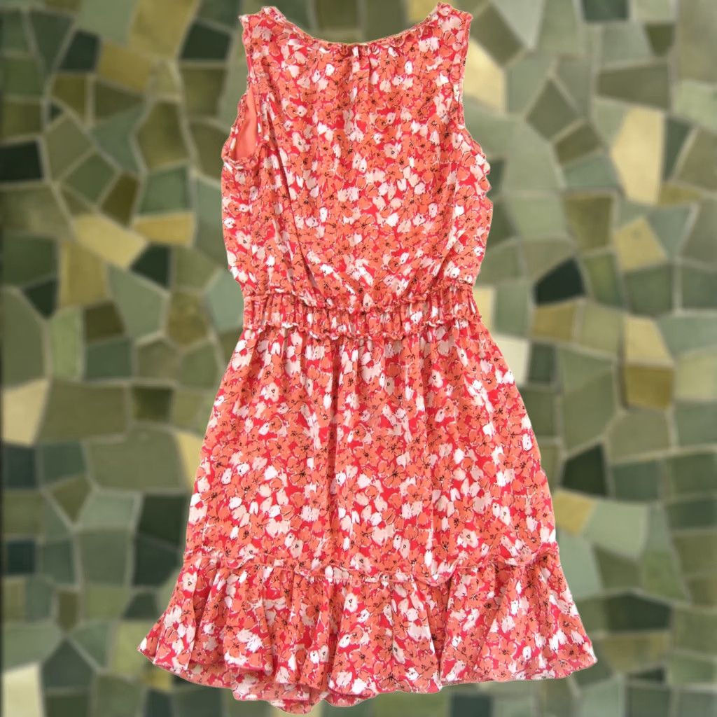 Vintage Max Studio Pink White Floral Sleeveless Ruffle Sheath XS Dress Woman Size XS / US 0-2 / IT 36-38 - 1 Thumbnail