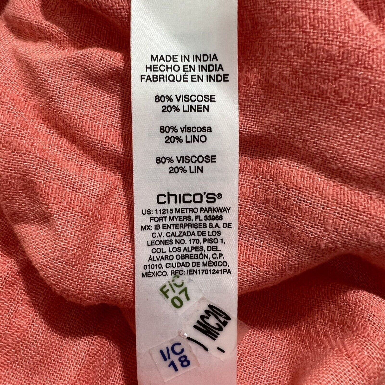 Chicos Chico's Large Linen Blend Short Sleeve Half Button Up Shirt Size L / US 10 / IT 46 - 4 Thumbnail