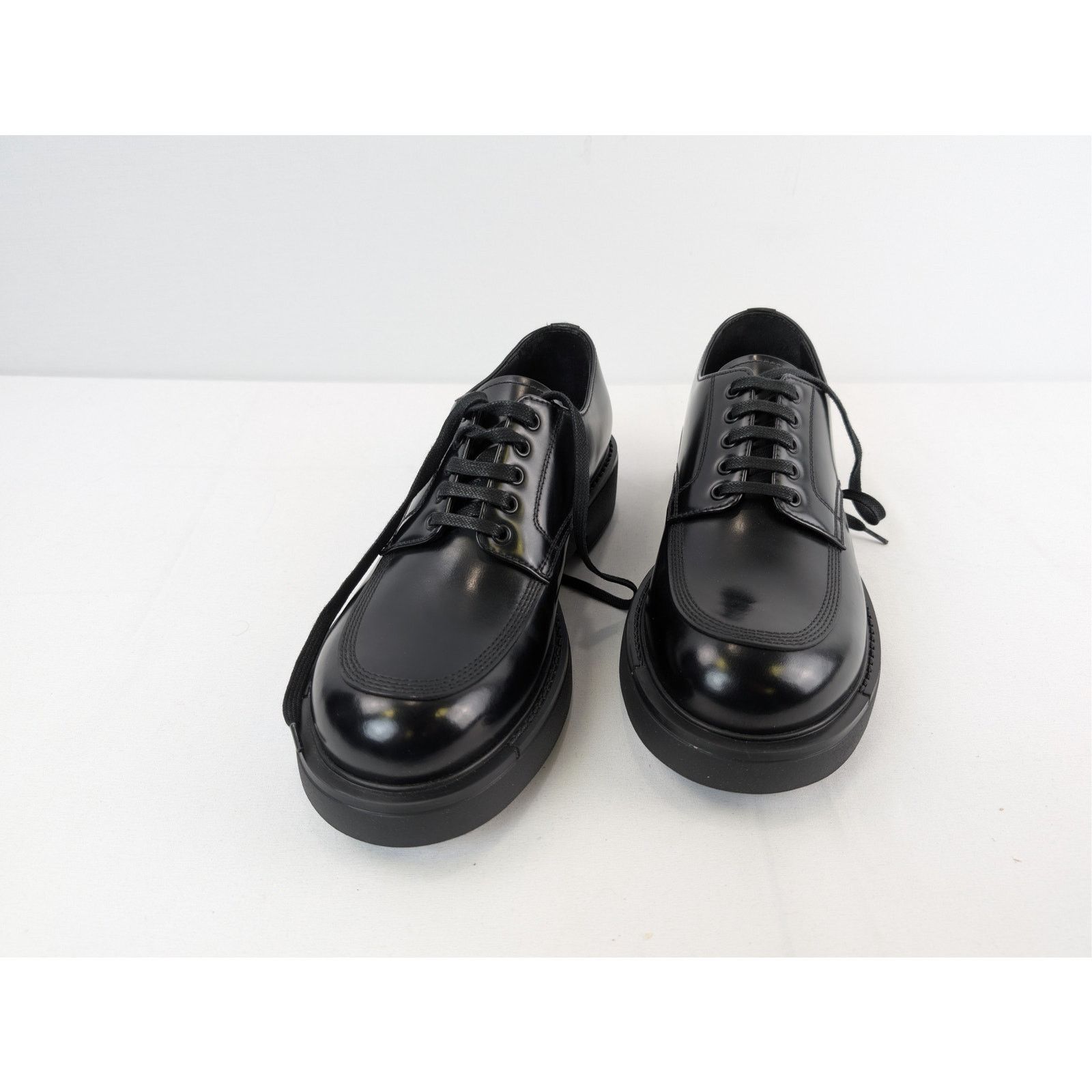Prada o1rshd1 Brushed Leather Derby Shoes Boots in Black Size US 8 / EU 41 - 8 Thumbnail