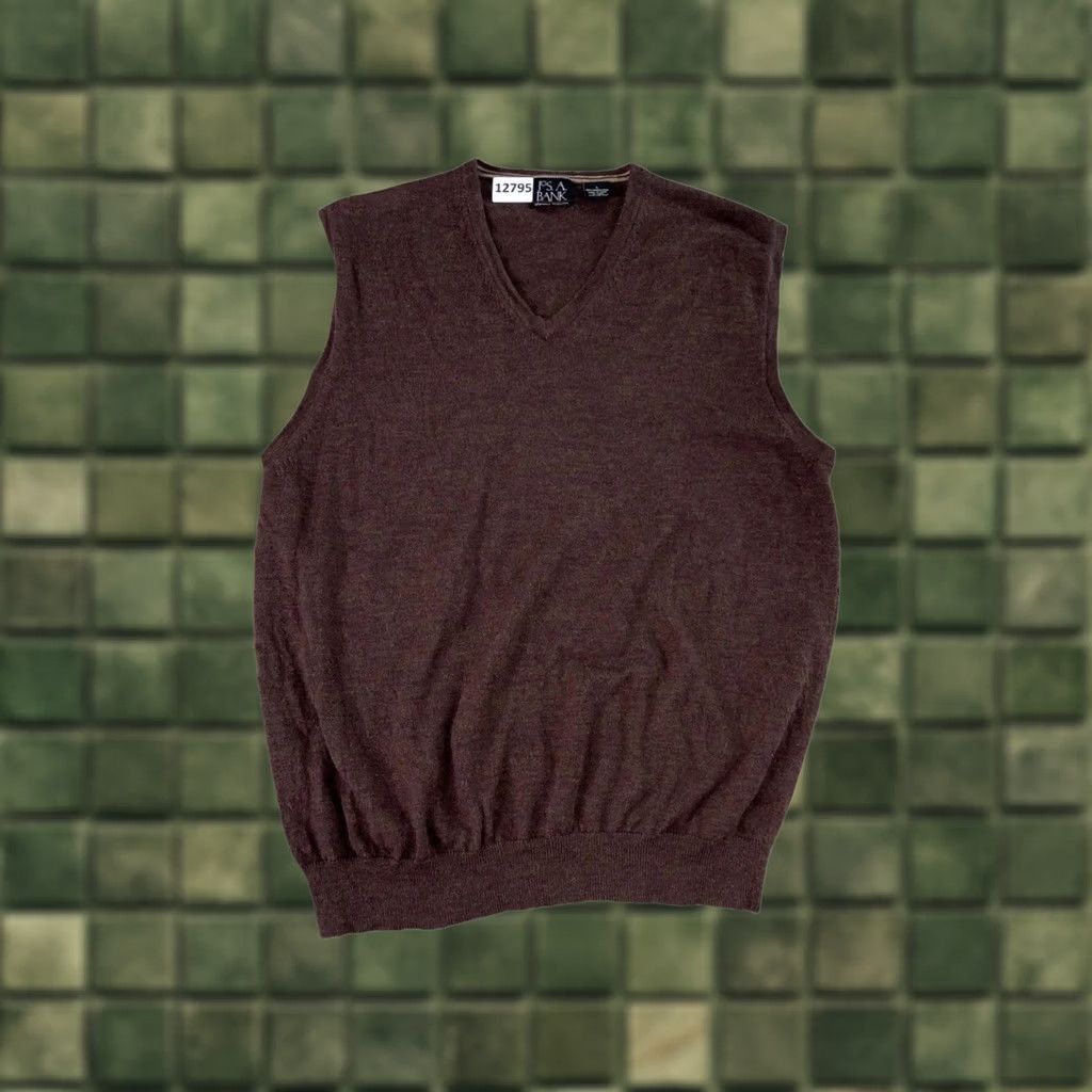 Jos. A. Bank Jos A Bank 100% Merino Wool Brown Knit Sweater Vest Mens Large-12795 Size US L / EU 52-54 / 3 - 1 Thumbnail
