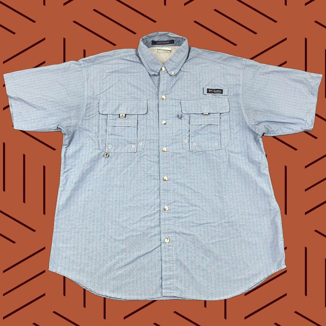 Vintage VINTAGE Columbia Men’s Short Sleeve Plaid Button-Down Shirt Omni-Shade Outdoor Fishing Casual Spring Summer Fall Winter Blue M Size US M / EU 48-50 / 2 - 1 Thumbnail