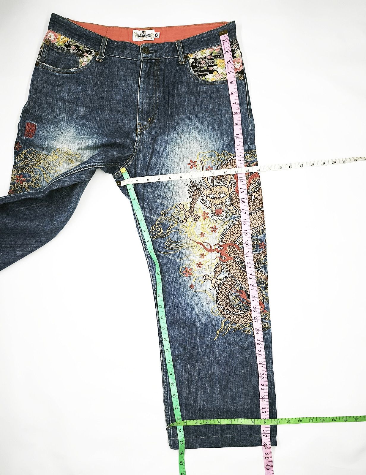 Karakuri Tamashii KARAKURI TAMASHII Dragon Embroidered Jeans size 35 Size US 35 - 5 Thumbnail