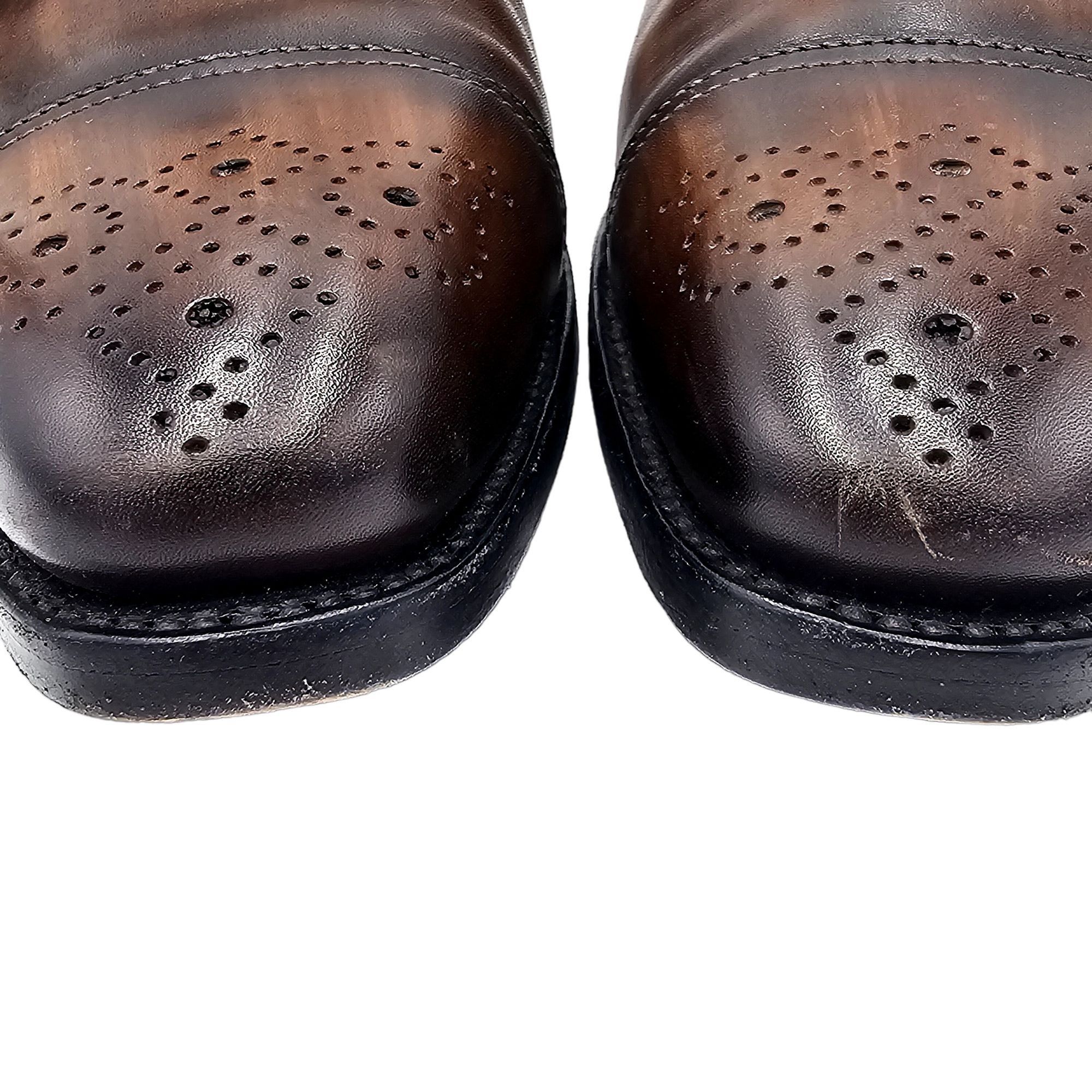 Other Chalk Mark Men's 8.5 Antique Patina Brown Dress Shoes Double Size US 8.5 / EU 41-42 - 7 Thumbnail