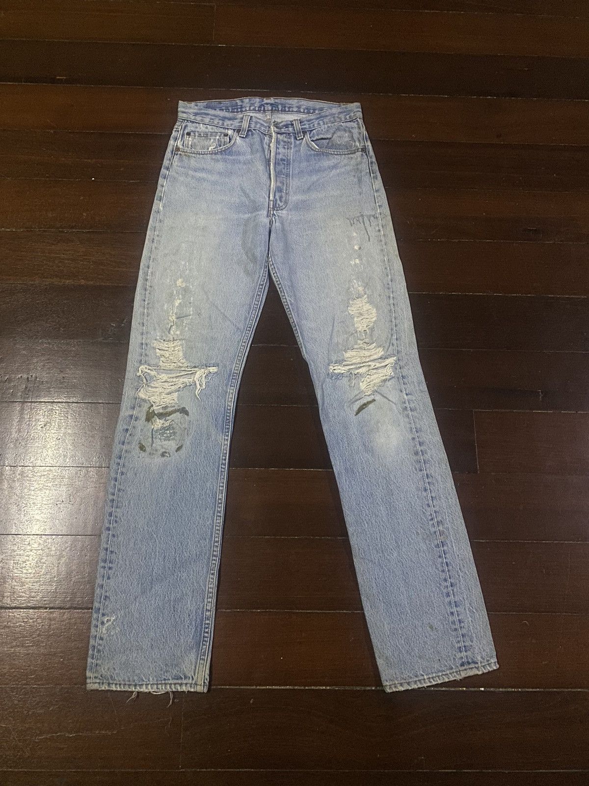 Levi's Vintage 80s Levis 501 Faded Blue Jeans distressed Size US 32 / EU 48 - 1 Thumbnail