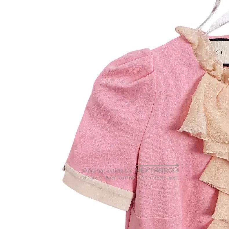 Gucci Gucci Knitted cotton short-sleeved pink slim high-waisted Size S / US 4 / IT 40 - 3 Thumbnail