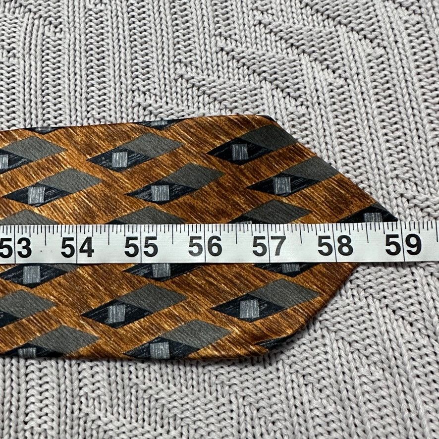 Ermenegildo Zegna Ermenegildo Zegna bronze diamond geometric print silk tie Size ONE SIZE - 4 Thumbnail