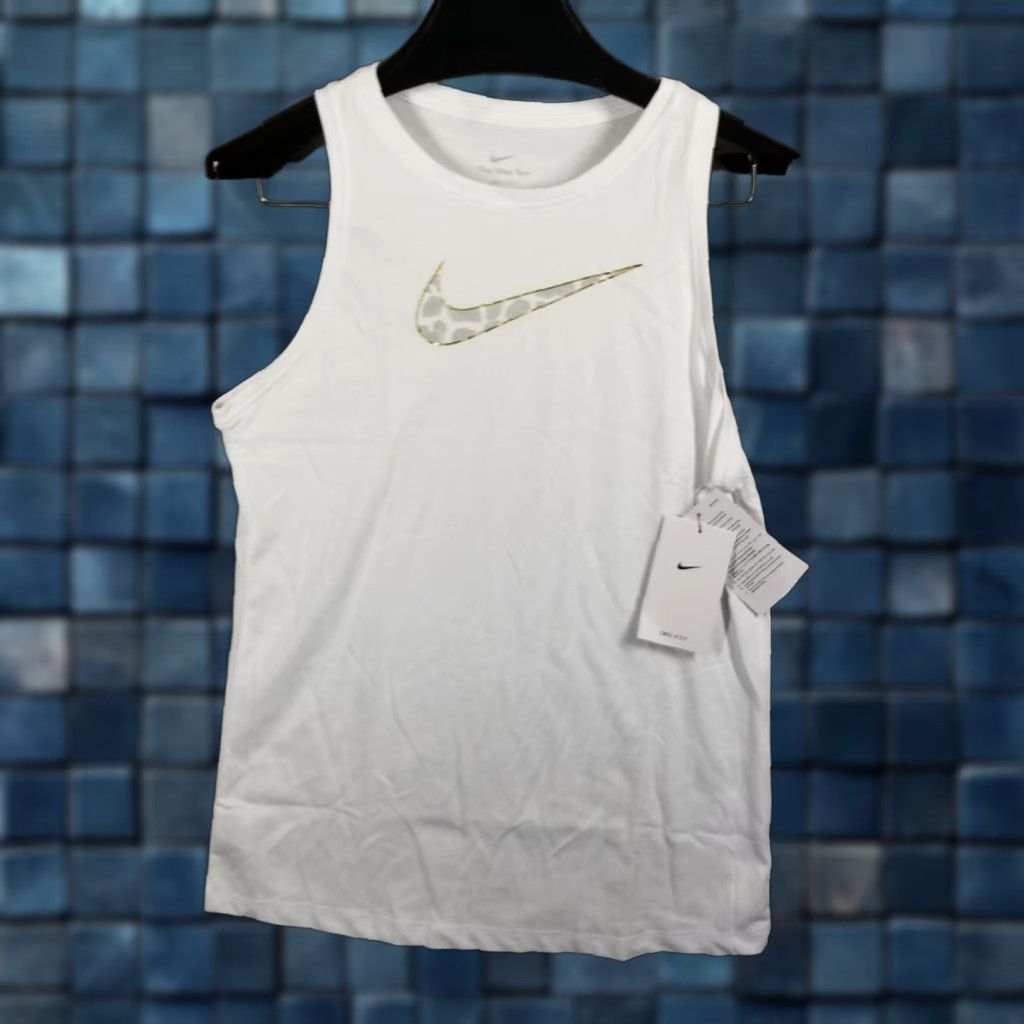 Nike Nike Dri-FIT Women’s S Tank Top Activewear Leopard Logo Short Sleeve White Size S Size S / US 4 / IT 40 - 1 Thumbnail