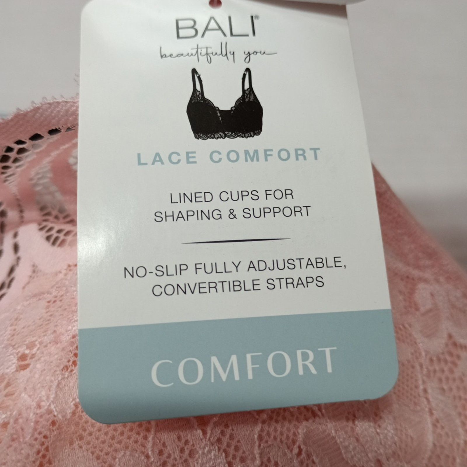 Other BALI Bra Women's Size XL Pink Lace Comfort Wireless Lined Size ONE SIZE - 7 Thumbnail