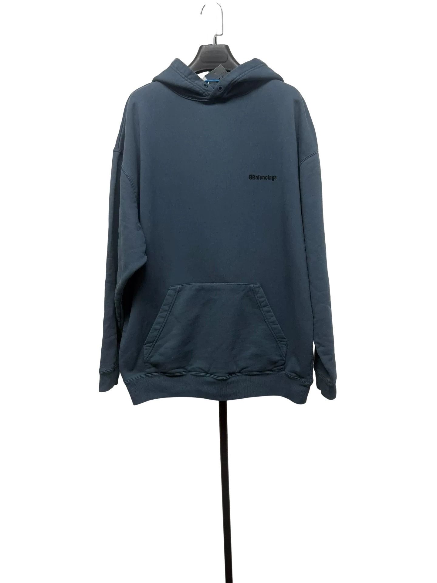 Balenciaga Balenciaga Embroidered Logo Hoodie Blue Size S Size US S / EU 44-46 / 1 - 1 Thumbnail