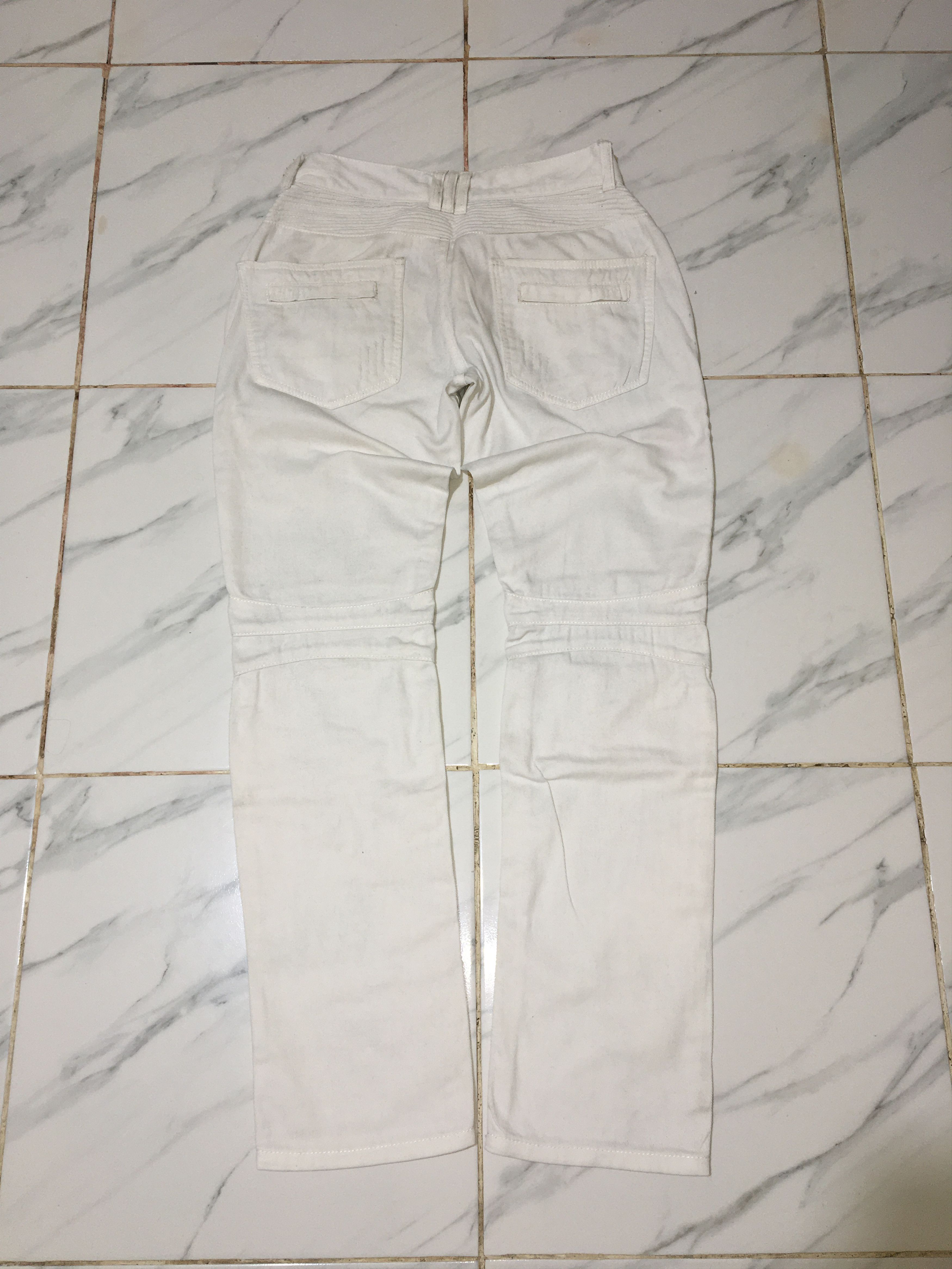 In The Attic In The Attic Biker White Denim Pants Size US 29 - 2 Thumbnail