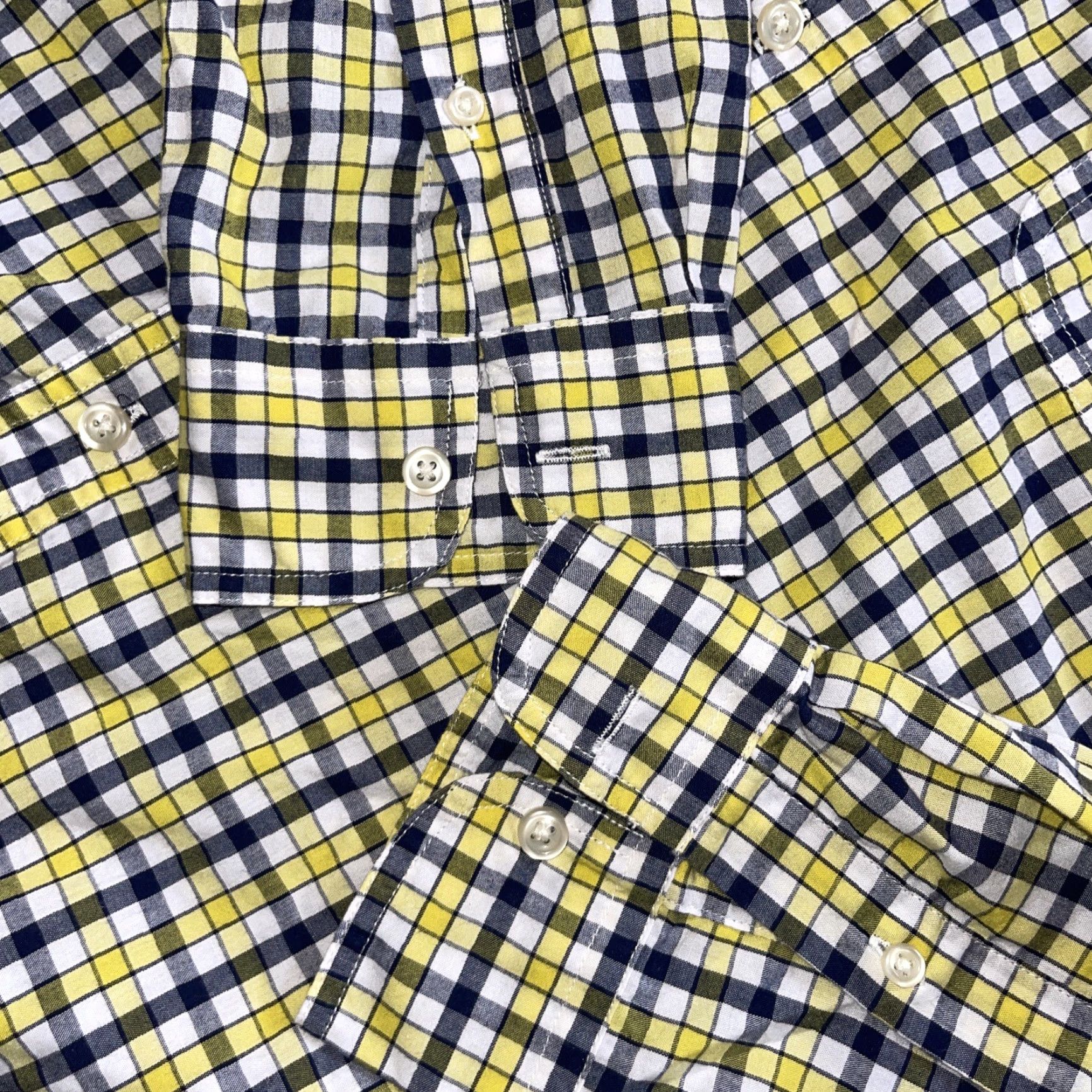 Chaps CHAPS Shirt Men XL Plaid Button-Down Easy Care Yellow Blue Long Sleeve Preppy Size US XL / EU 56 / 4 - 7 Thumbnail