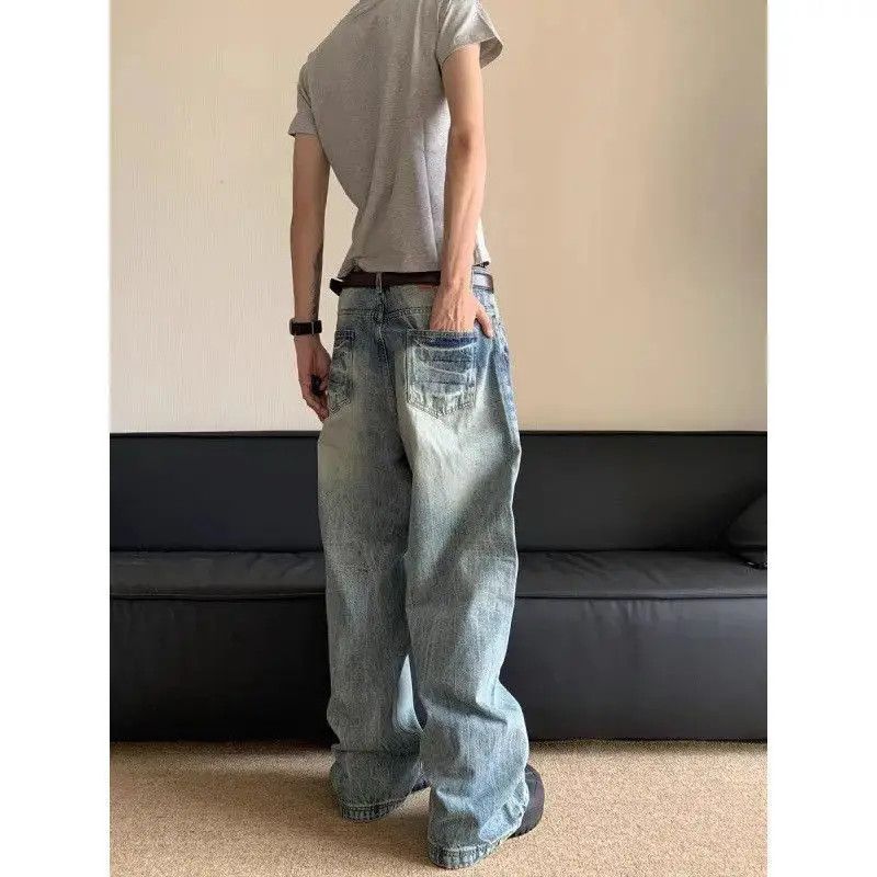 Japanese Brand Retro loose straight tube electric stripe jeans Size US 32 / EU 48 - 3 Thumbnail