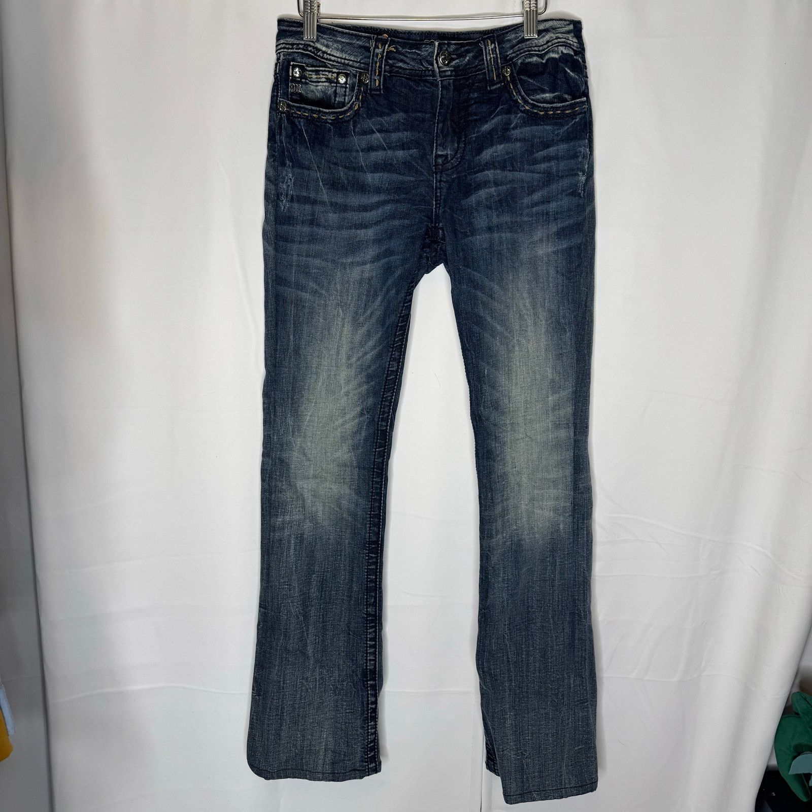 Miss Me Miss Me Mid Rise Bootcut Jeans 31 Embellished Flap Pockets Size 32" / US 10 / IT 46 - 3 Thumbnail