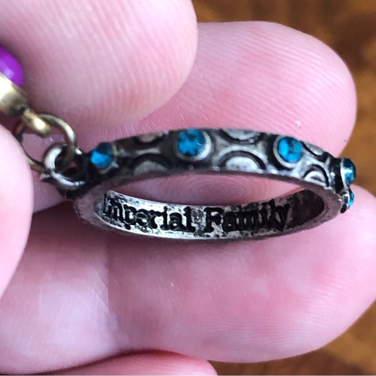Jewelry Imperial Family antique silver aqua stone dangle ring Size ONE SIZE - 3 Thumbnail