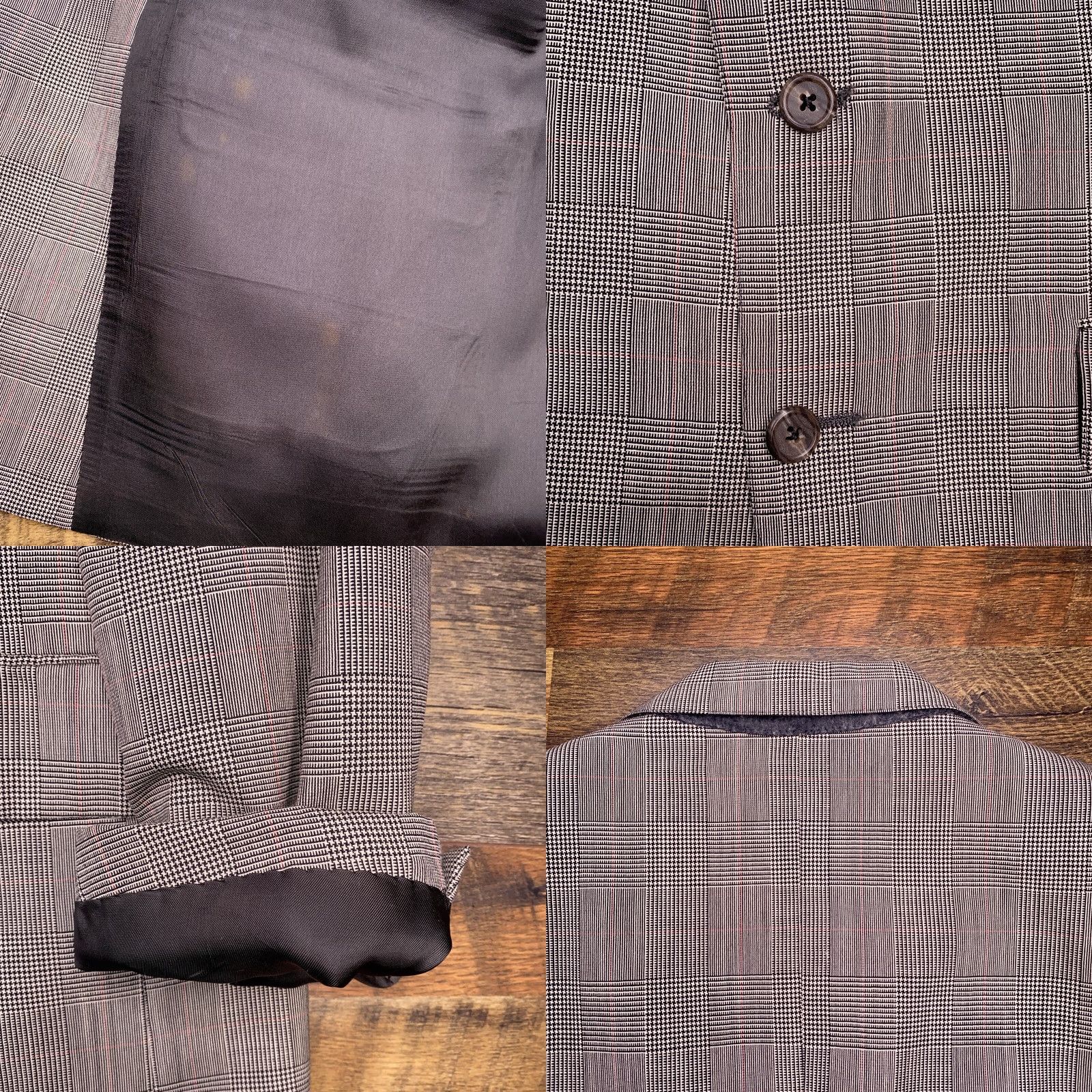 Brooks Brothers VINTAGE Brooks Brothers Blazer 41R Gray Houndstooth Wool Sport Coat Mens Jacket Single-Breasted Two-Button Notch Lapel Plaid Regular Fit Long Coat Size 42R - 8 Thumbnail