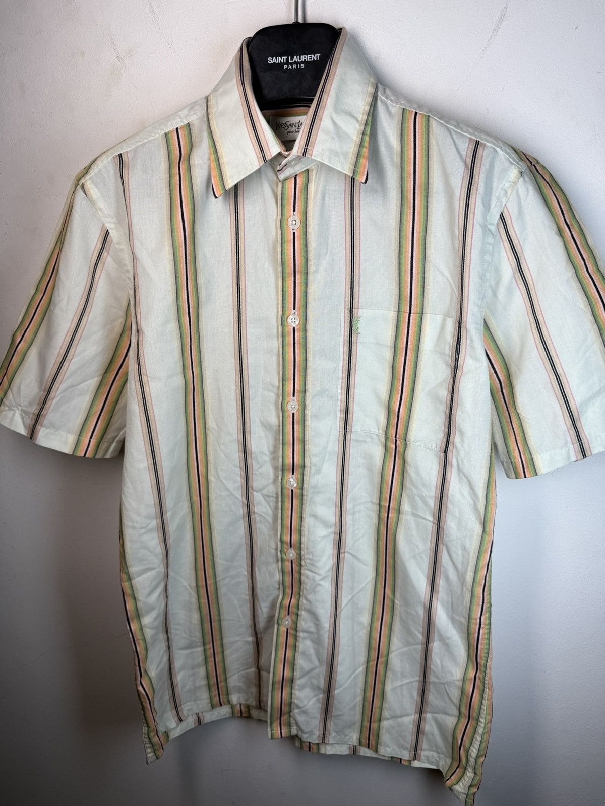 Multicolor YSL Shirt Short Sleeve Button Up Collar Vintage