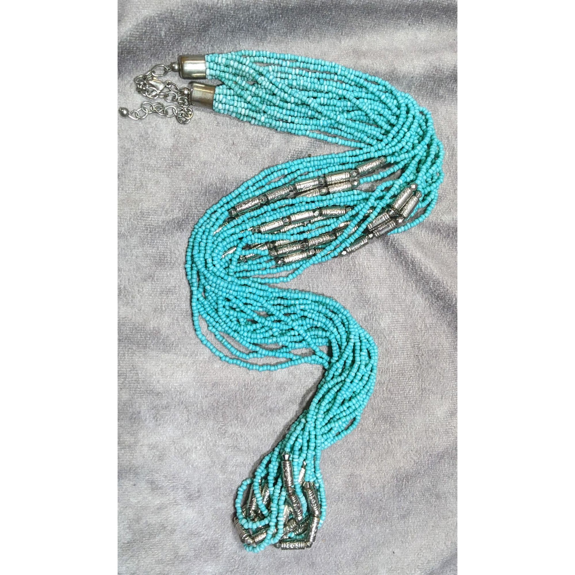 Other Southwestern Layered Beaded Blue And Silver Tone Glass And M Size ONE SIZE - 4 Thumbnail