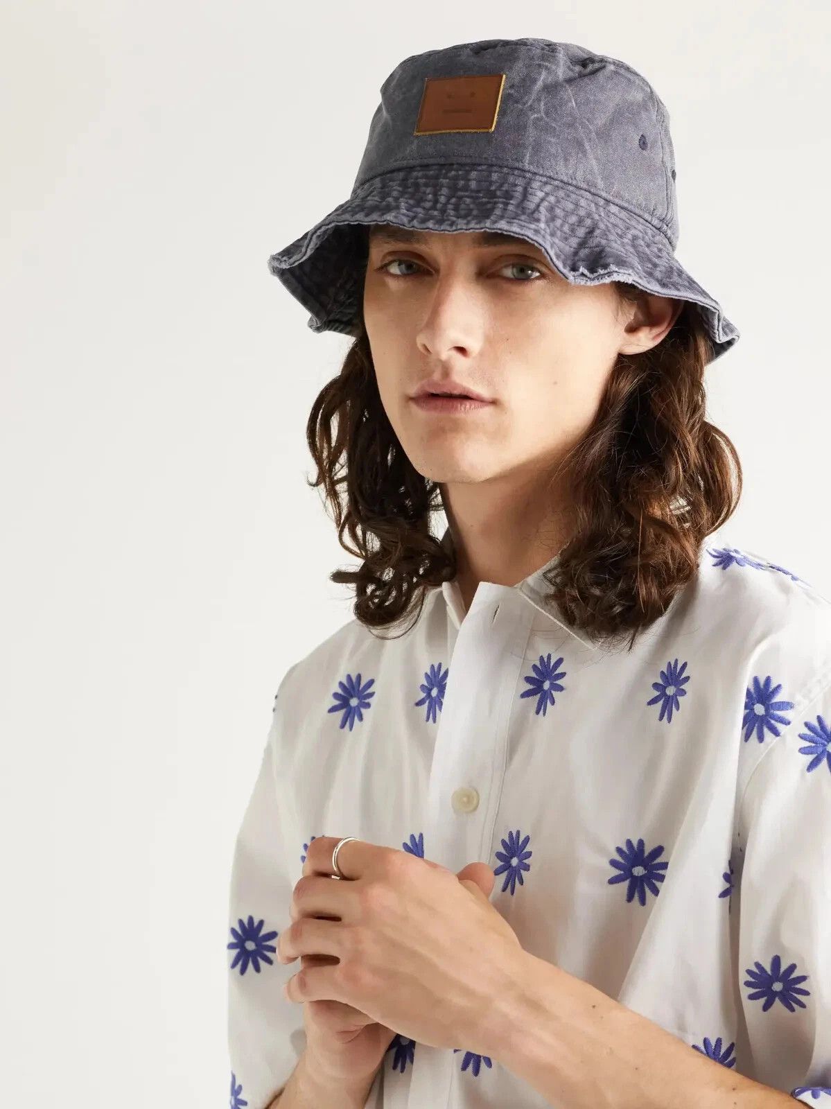 Acne Studios ACNE studios buko canvas face logo Denim Bucket Hat Size ONE SIZE - 4 Thumbnail