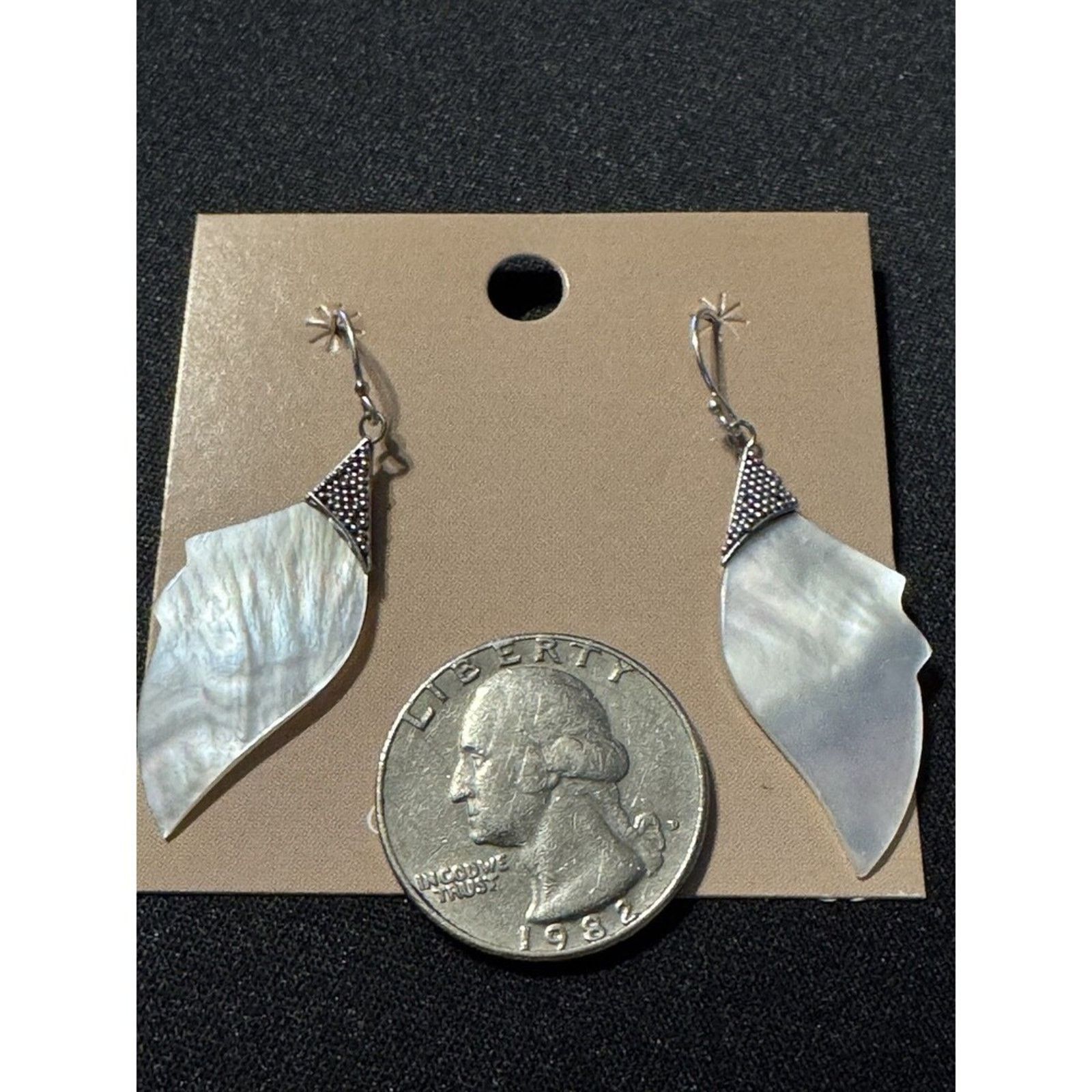 Other Mother of Pearl 925 Sterling Silver Fish Hook Earrings New Size ONE SIZE - 4 Thumbnail