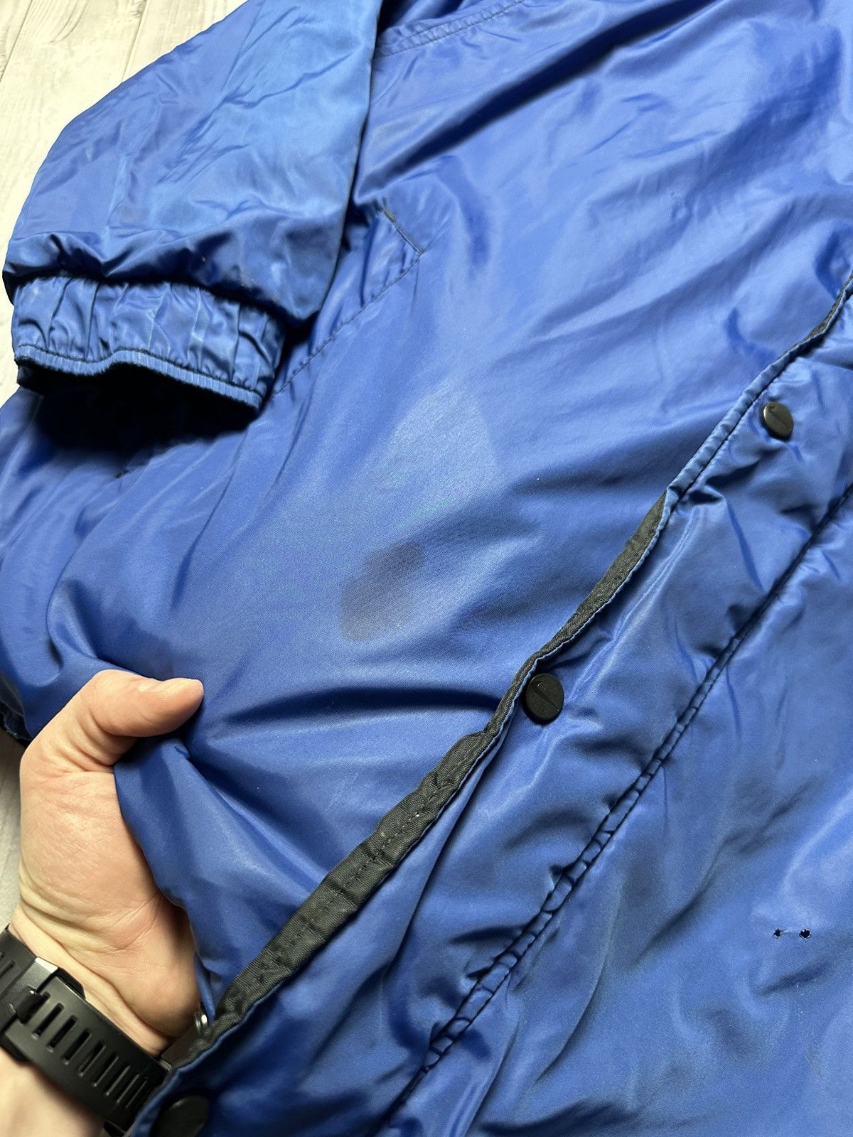 Vintage Vintage Nike big swoosh jacket reversible drill bomber L/XL Size US XL / EU 56 / 4 - 10 Thumbnail