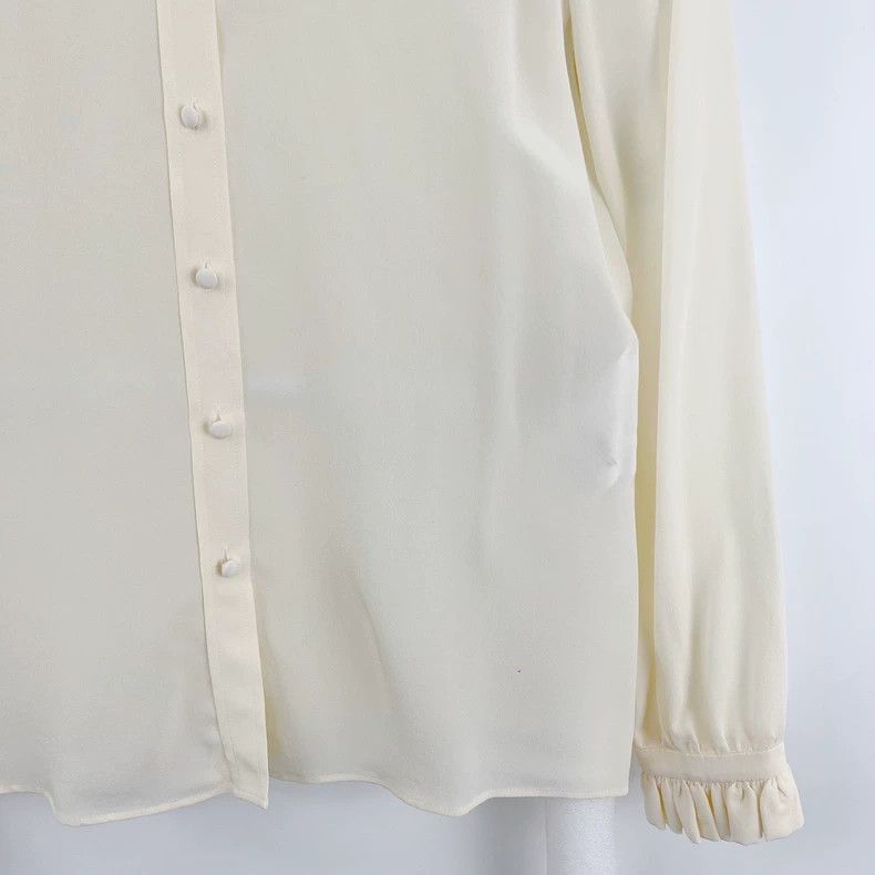 Saint Laurent Paris Saint Laurent ParisLong Sleeve Shirt in Beige with Wood Ea Size XXS / US 00 / IT 34 - 5 Thumbnail