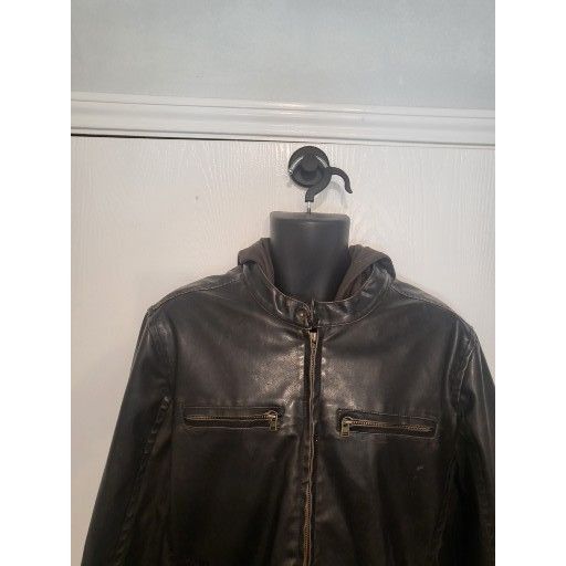 Levi's Vintage Levis Mens Y2K Dark Brown Pleather Biker Jacket Sz M Size US M / EU 48-50 / 2 - 2 Thumbnail
